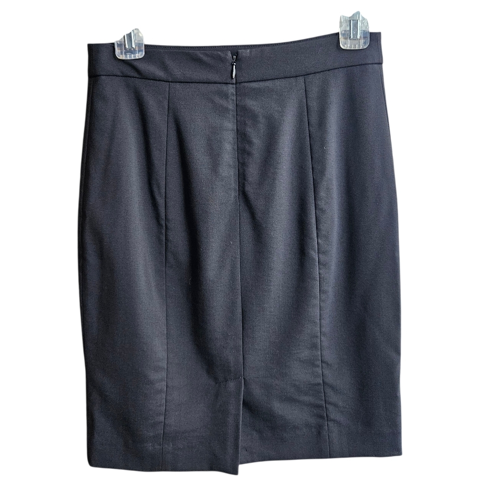 Club Monaco Women's Italian Tropical Wool Black Minimalist Pencil Skirt Size 2 - Picture 2 of 12